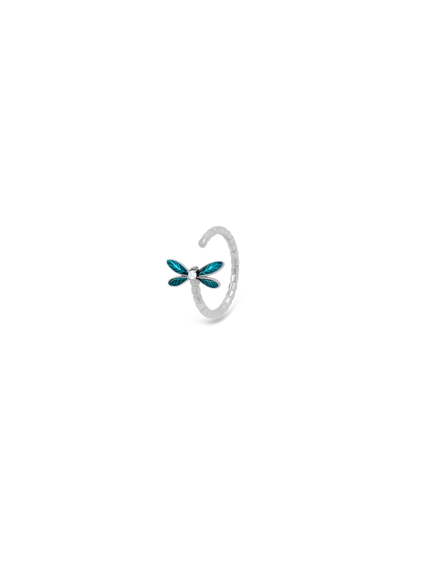 Butterfly Ring with Turquoise Enamel Wings and Swarovski Zircon