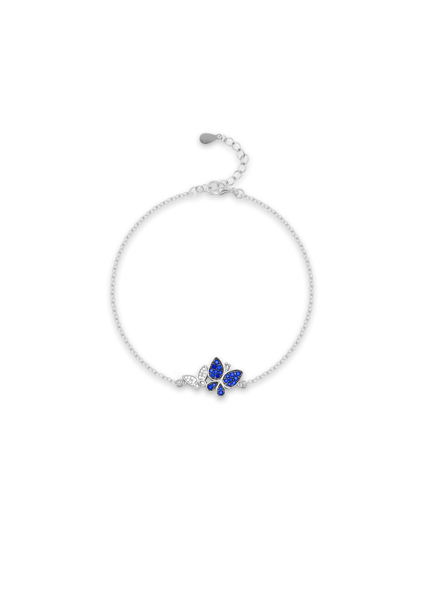 Dual Butterfly Bracelet with Blue and White Zircon