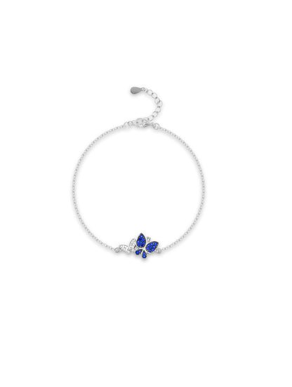 Dual Butterfly Bracelet with Blue and White Zircon