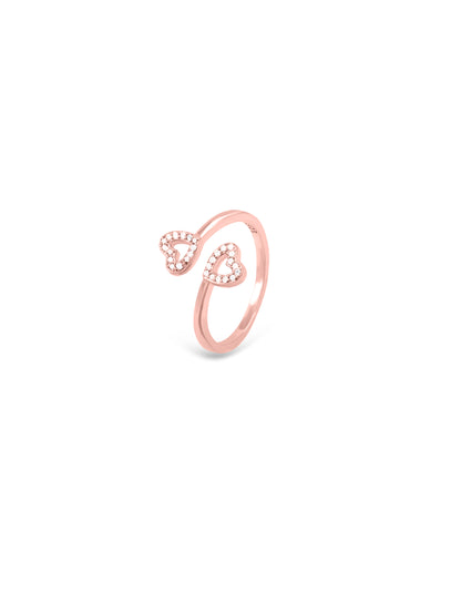 Double Heart Ring with Swarovski Zircon Accents