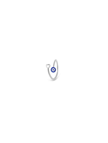 Heart and Circle Ring with Blue Stones and Swarovski Zircon