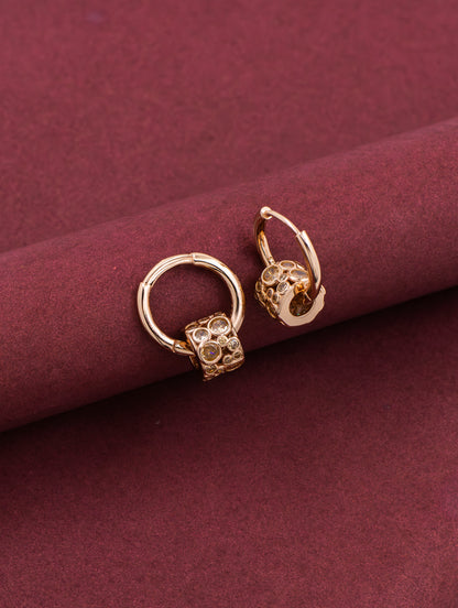 Rose Gold Bali Earrings with Colored Gemstones