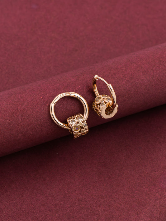 Rose Gold Bali Earrings with Colored Gemstones