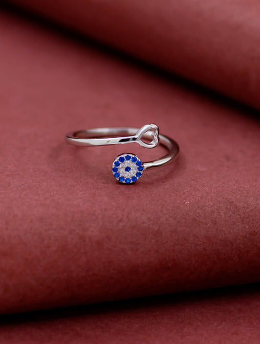 Heart and Circle Ring with Blue Stones and Swarovski Zircon