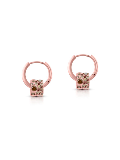 Rose Gold Bali Earrings with Colored Gemstones