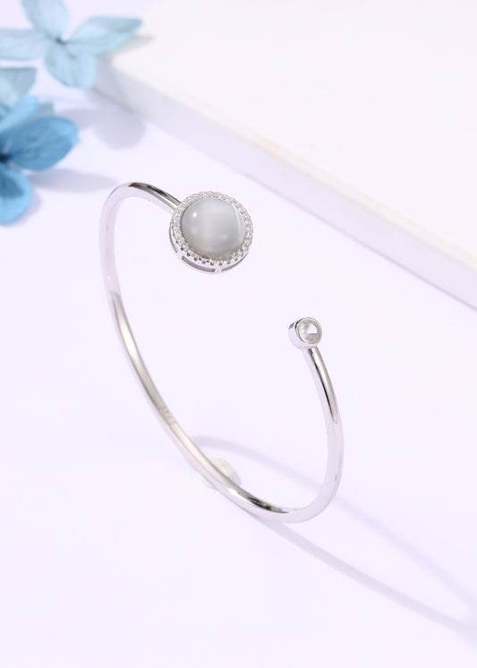 Rotating Moonstone Kada Bracelet with Swarovski Zircon Accents
