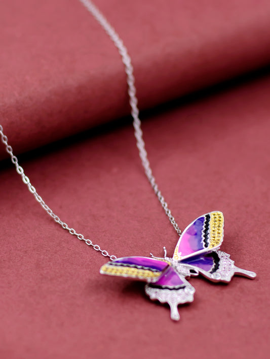 Idyllia Butterfly Pendant Chain with Colored Swarovski Gemstones