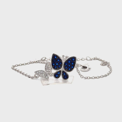 Dual Butterfly Bracelet with Blue and White Zircon