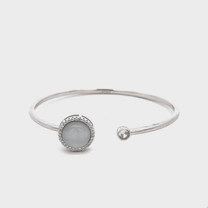 Rotating Moonstone Kada Bracelet with Swarovski Zircon Accents