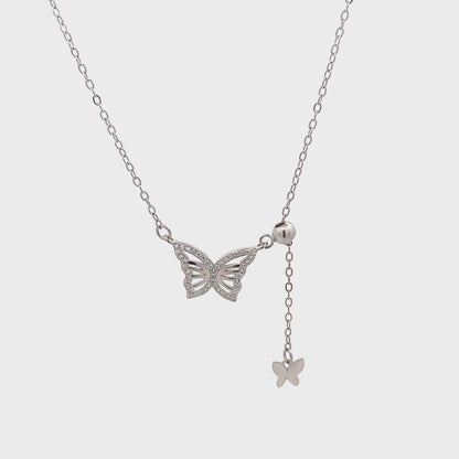 Butterfly Pendant Chain with Swarovski Zircon Accents