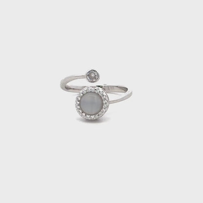 Rotating Moonstone Ring with Swarovski Zircon Accents