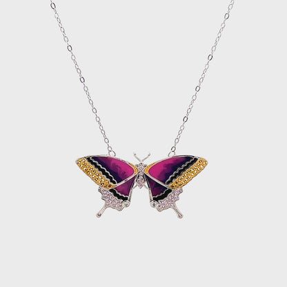 Idyllia Butterfly Pendant Chain with Colored Swarovski Gemstones