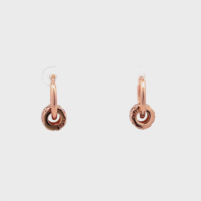 Rose Gold Bali Earrings with Colored Gemstones